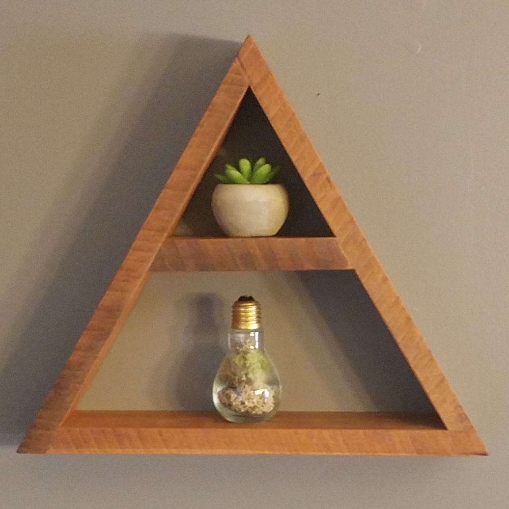 Cherry Wood Triangle Display Shelf